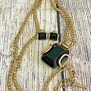 KENNETH COLE Black Glass Necklace & Earring Set